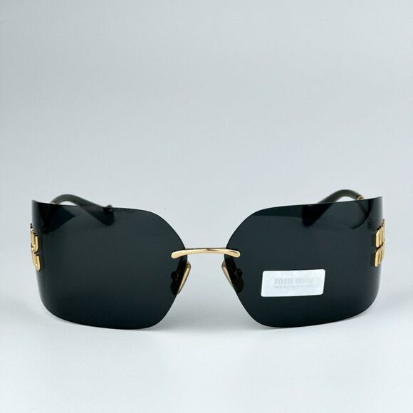 NEW Miu Miu MU54YS 5AK5S0 Gold Dark Grey Wraparound Rimless Women Sunglasses main image 10